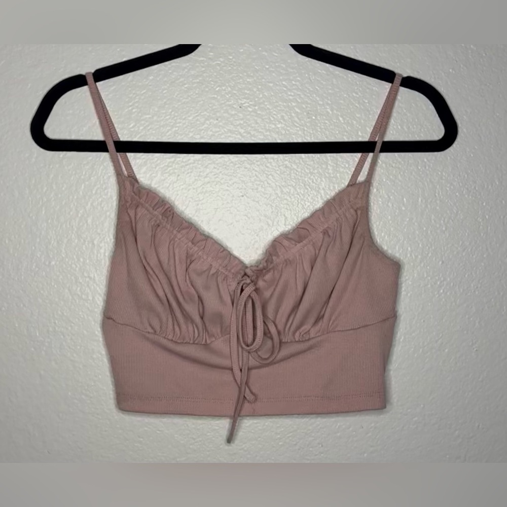 Shein front tie ruched bust cami top